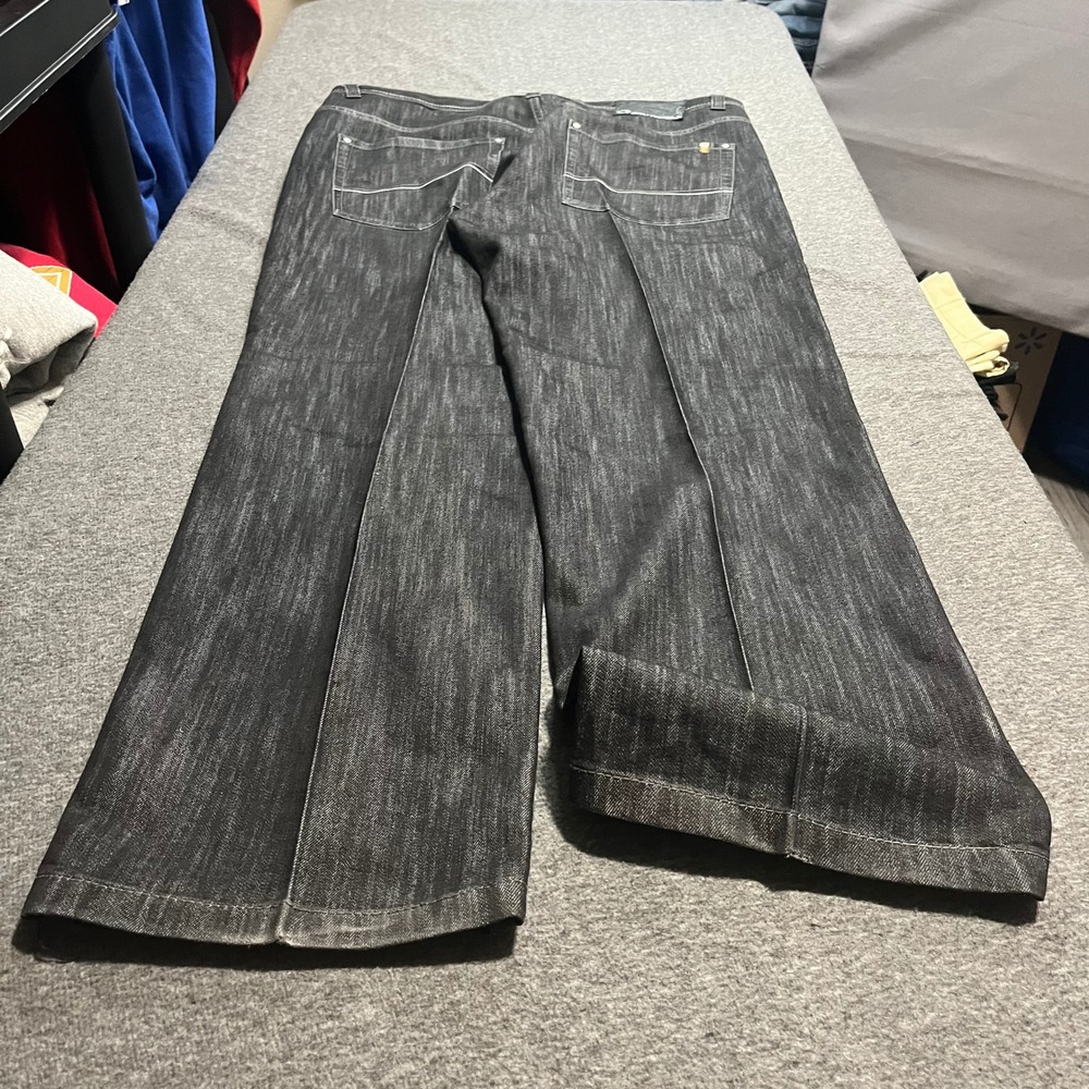 Southpole Mens Baggy Wide Leg Slub Denim Jeans Dark Wash 40x35 Y2K Streetwear
